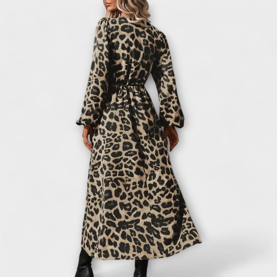 Natalie - Elegantní šaty s leopardím vzorem