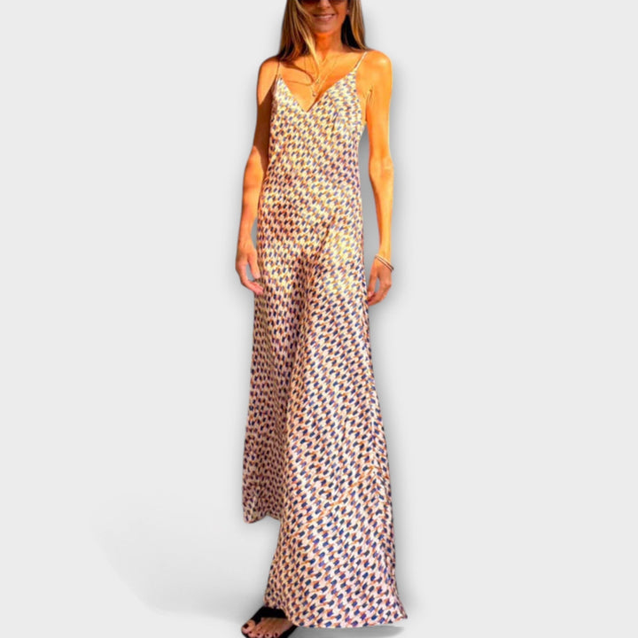 Tove - Elegantní maxi šaty s geometrickým vzorem