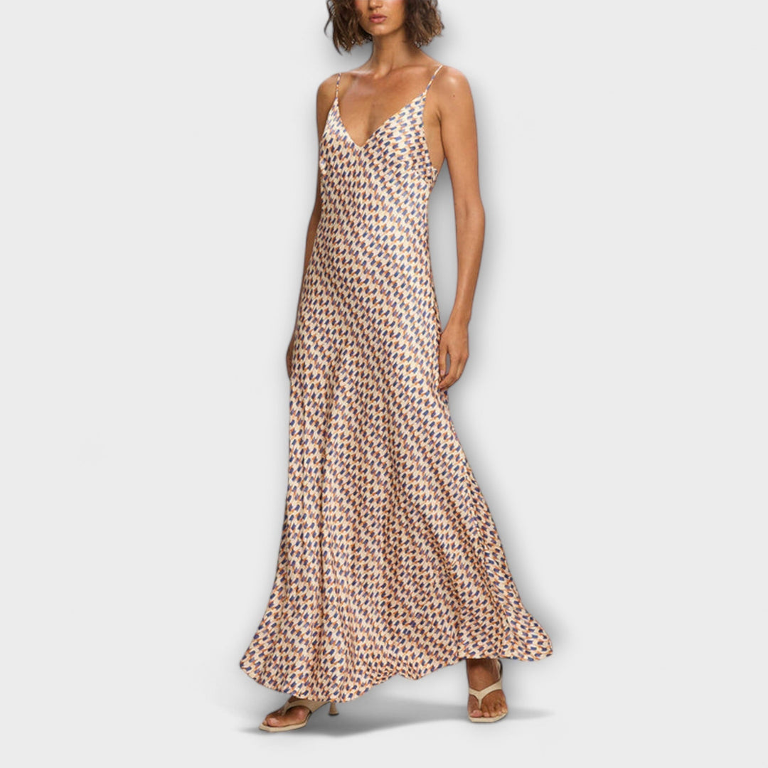 Tove - Elegantní maxi šaty s geometrickým vzorem
