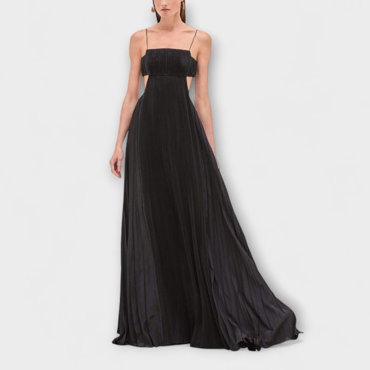 Mireille - Elegantní maxi šaty s plisováním a rozparky