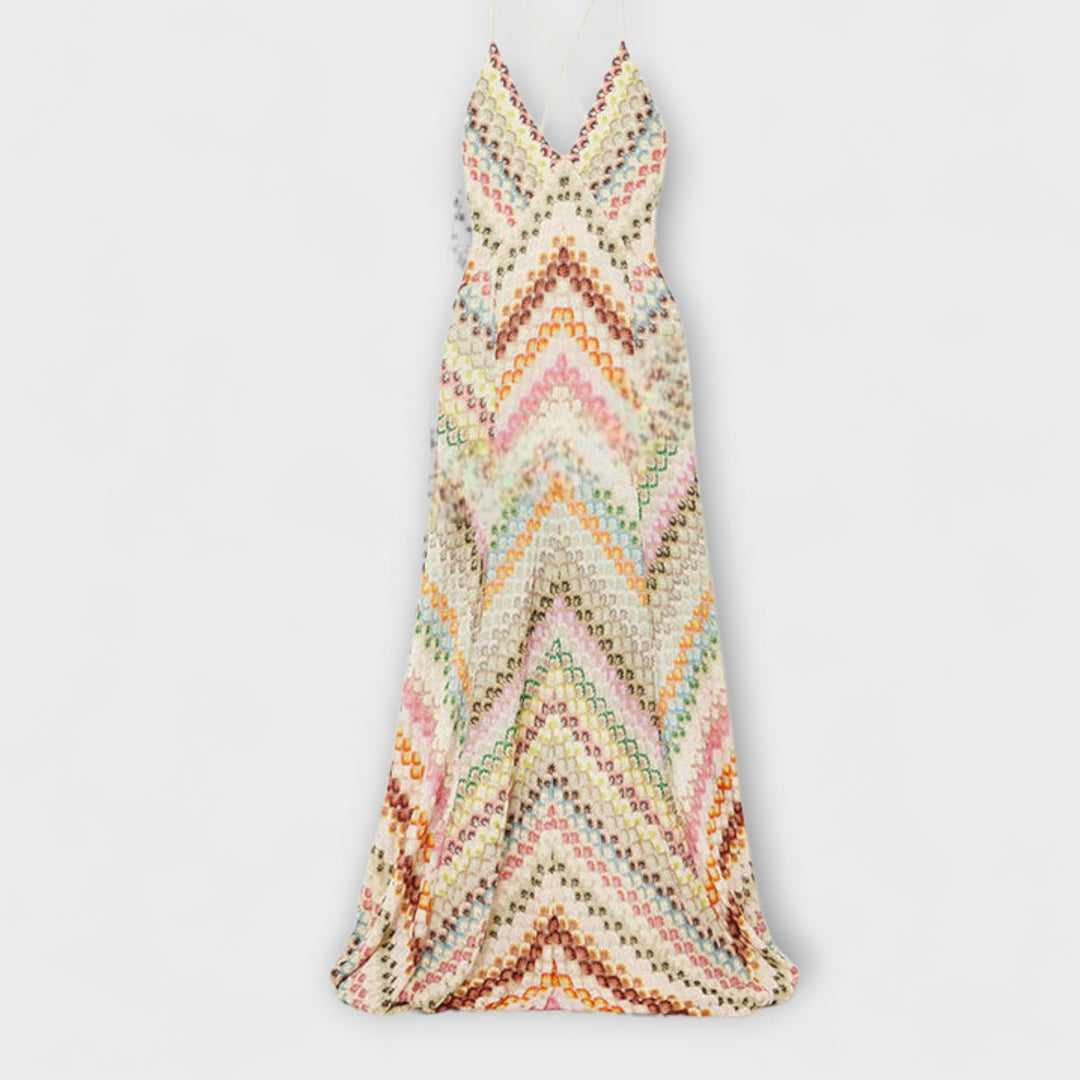 Remi - Maxi šaty s multibarevným vzorem herringbone od Missoni