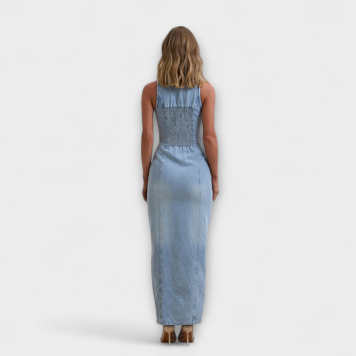 Lacey - Maxi šaty z denimu s jemným praním