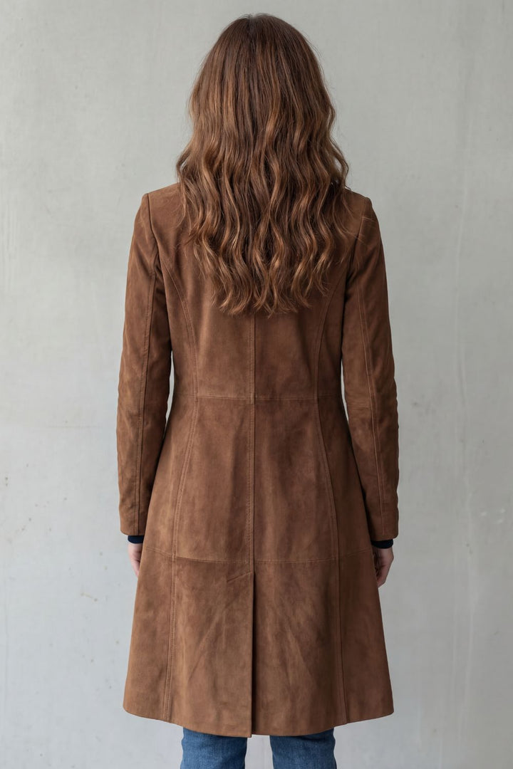 Delphine – Vintage semišový povrch – Dlouhý kabát