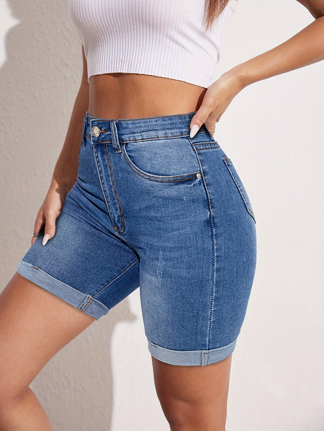 RAPHAELLE™ - Stretch-Fit Bermudské Jean Šortky