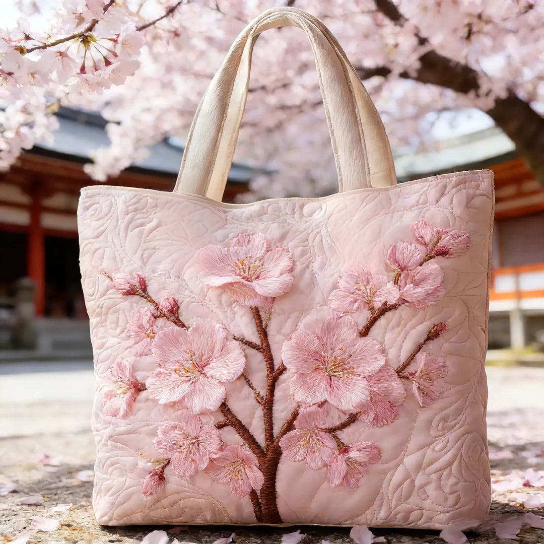Blossom Serenity | Ručně šitá prošívaná taška