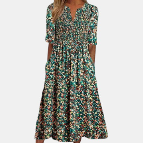 Livia™ | Šaty s květinovým vzorem a knoflíky