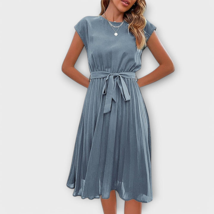 Claire - Krátký rukáv, plisovaný, midi casual šaty