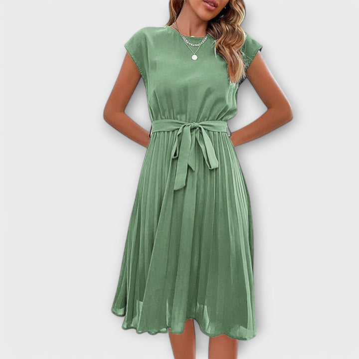 Claire - Krátký rukáv, plisovaný, midi casual šaty