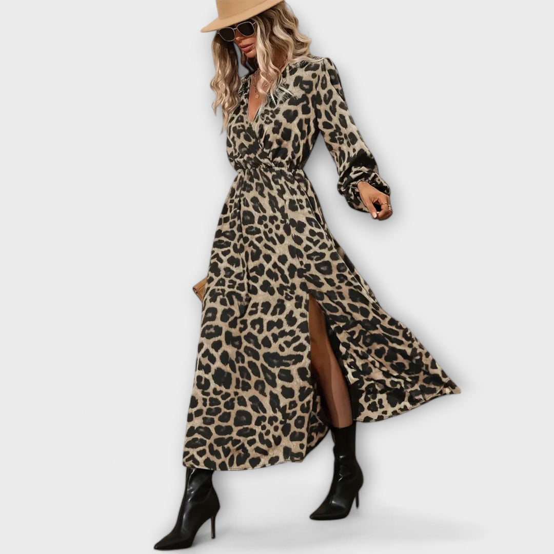 Natalie - Elegantní šaty s leopardím vzorem