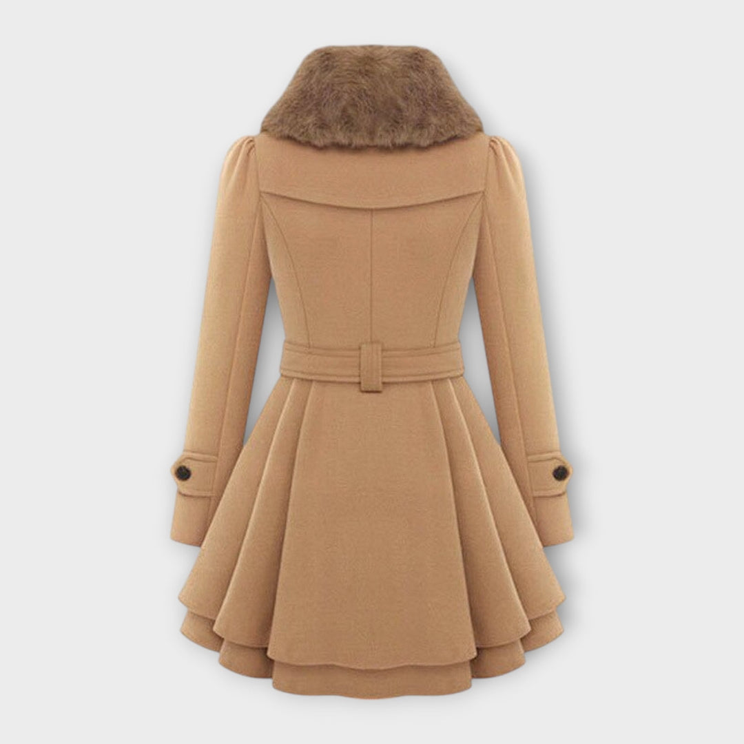 Emma - Elegantní kabát s umělým kožešinovým límcem