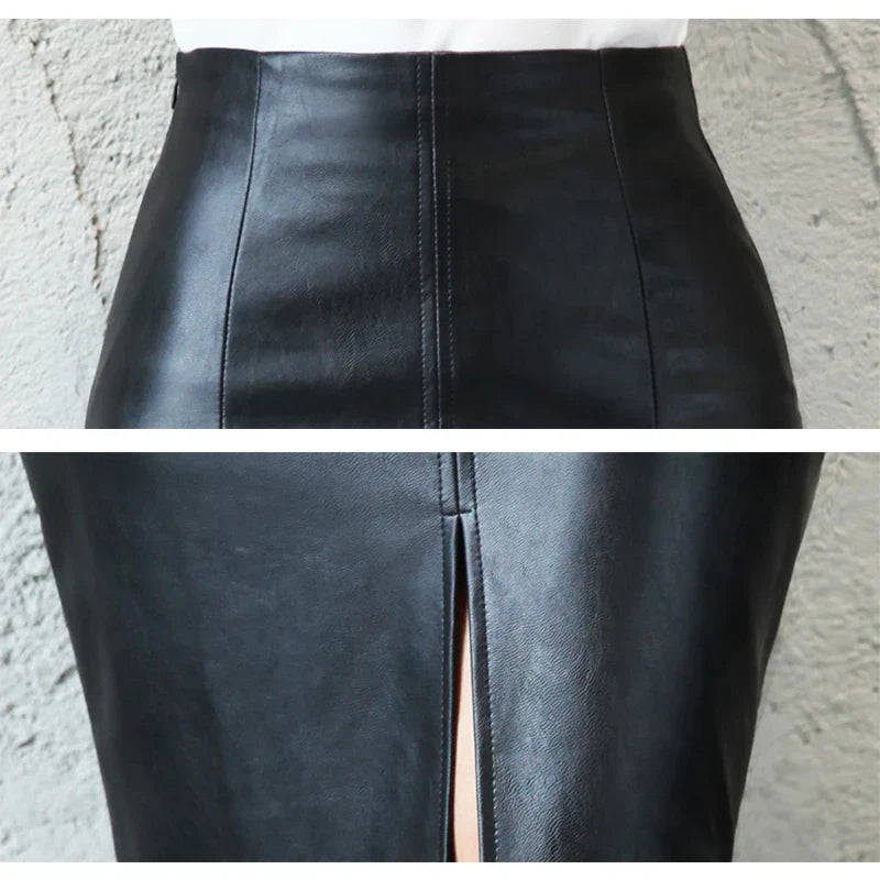 MONIQUE™ – Elegantní černá kožená tužková sukně