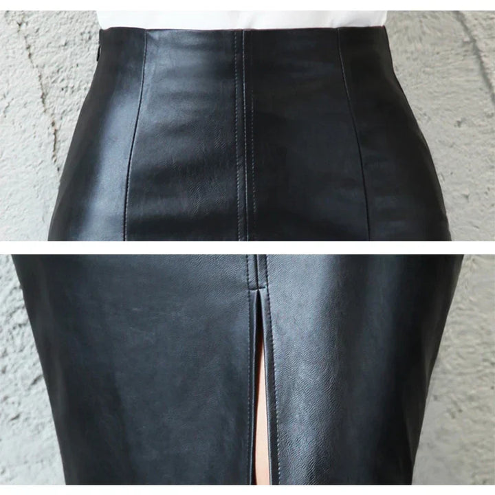 MONIQUE™ – Elegantní černá kožená tužková sukně