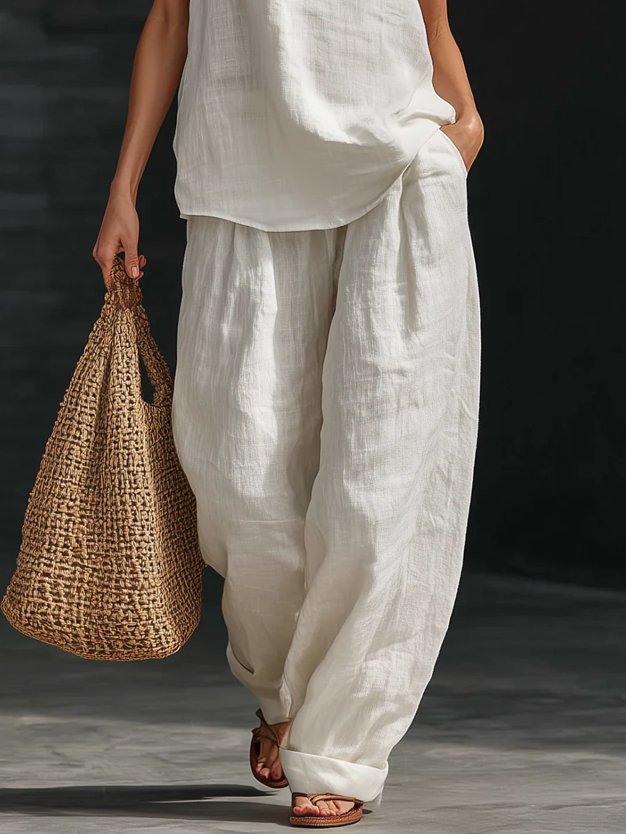 Zoë™ | Bezrukávový set s širokými kalhotami
