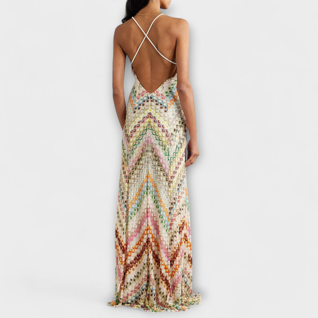 Remi - Maxi šaty s multibarevným vzorem herringbone od Missoni