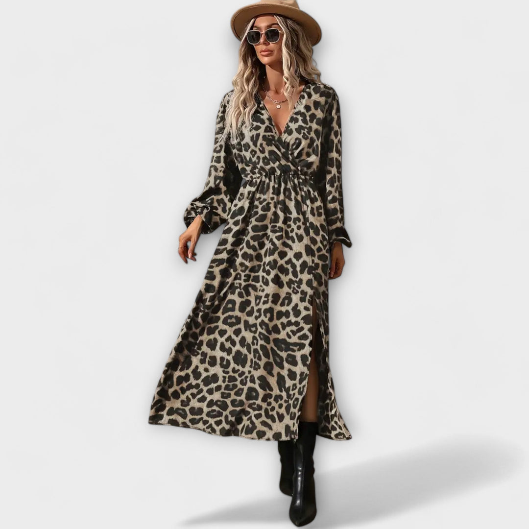 Natalie - Elegantní šaty s leopardím vzorem