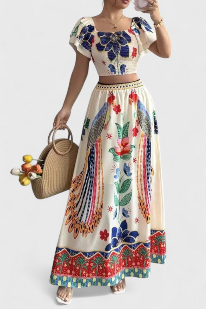 Itzel Boho Set s Etnickým Potiskem